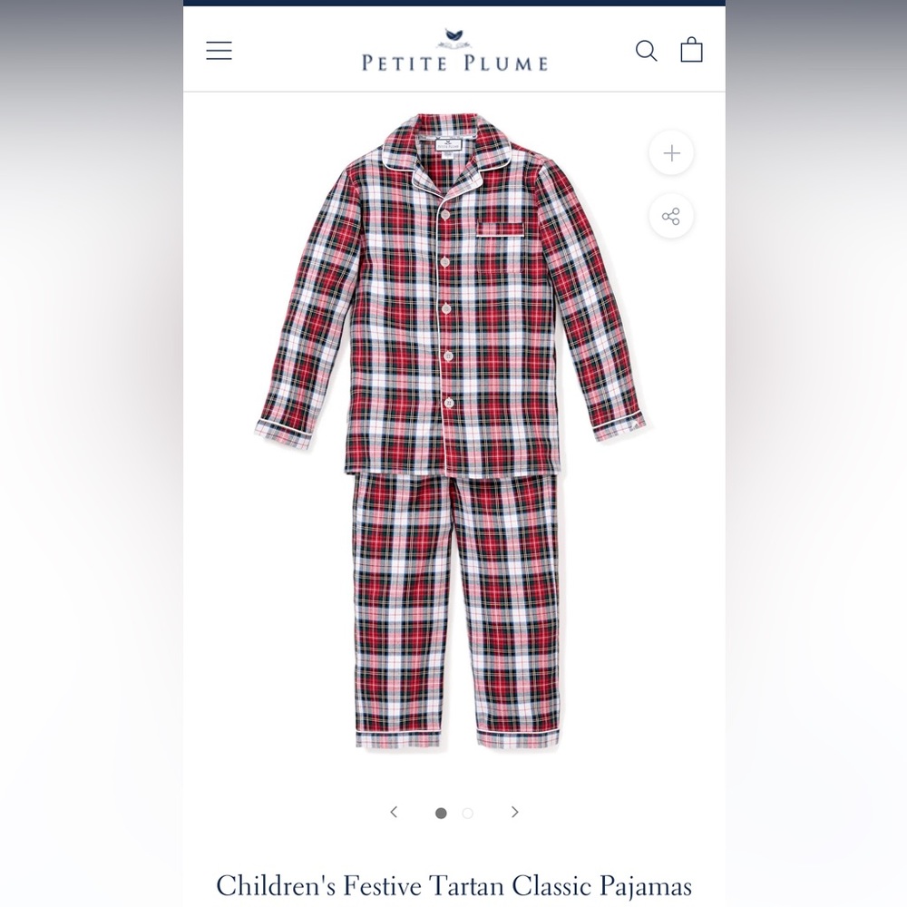 NWT Size 8 and Size 10 Petite Plume Festive Tartan Pajama Set